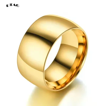 UTAG Simplu 12MM Largă de Mare Fata Oțel Titan Ring pentru Bărbați Super Wide Argint Culoare Inel Barbati Degetul Mare Inel de Bijuterii de Nunta