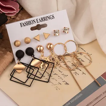 Vintage-coreean Cercei Stud pentru Femei de Aur de Argint de Culoare Mici de Metal Geometrice Rotunde Cercei cu Perle 2020 Moda Bijuterii