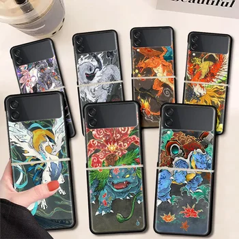Z Flip 4 Caz pentru Samsung Ori Telefon Fundas pentru Galaxy ZFlip 3 Negru Coajă Tare zflip3 zflip4 Acoperi Pokemon picturi Murale